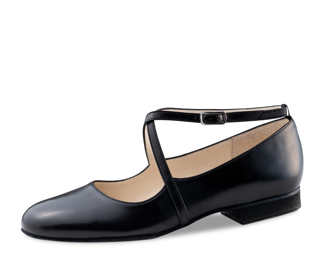 1.5 cm flat ladies' dance shoe in black leather
