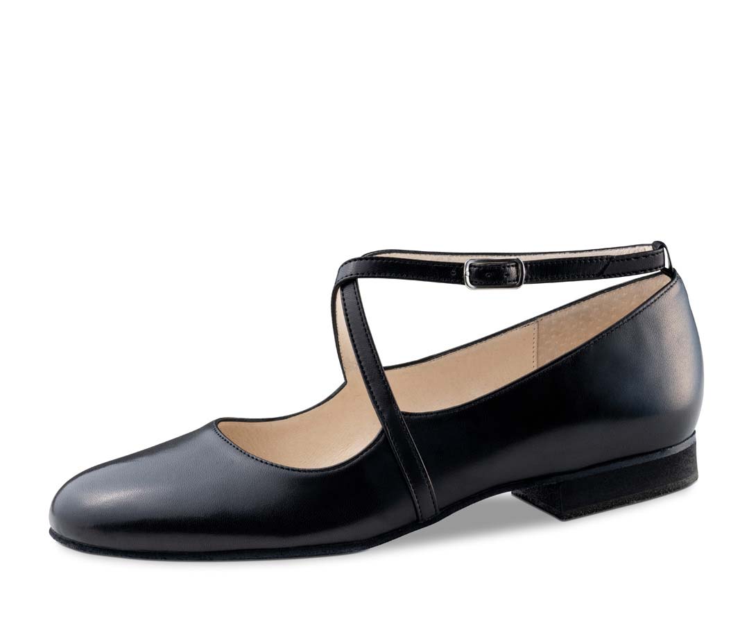 Fanny 1.5 cm flat ladies' dance shoe in black leather