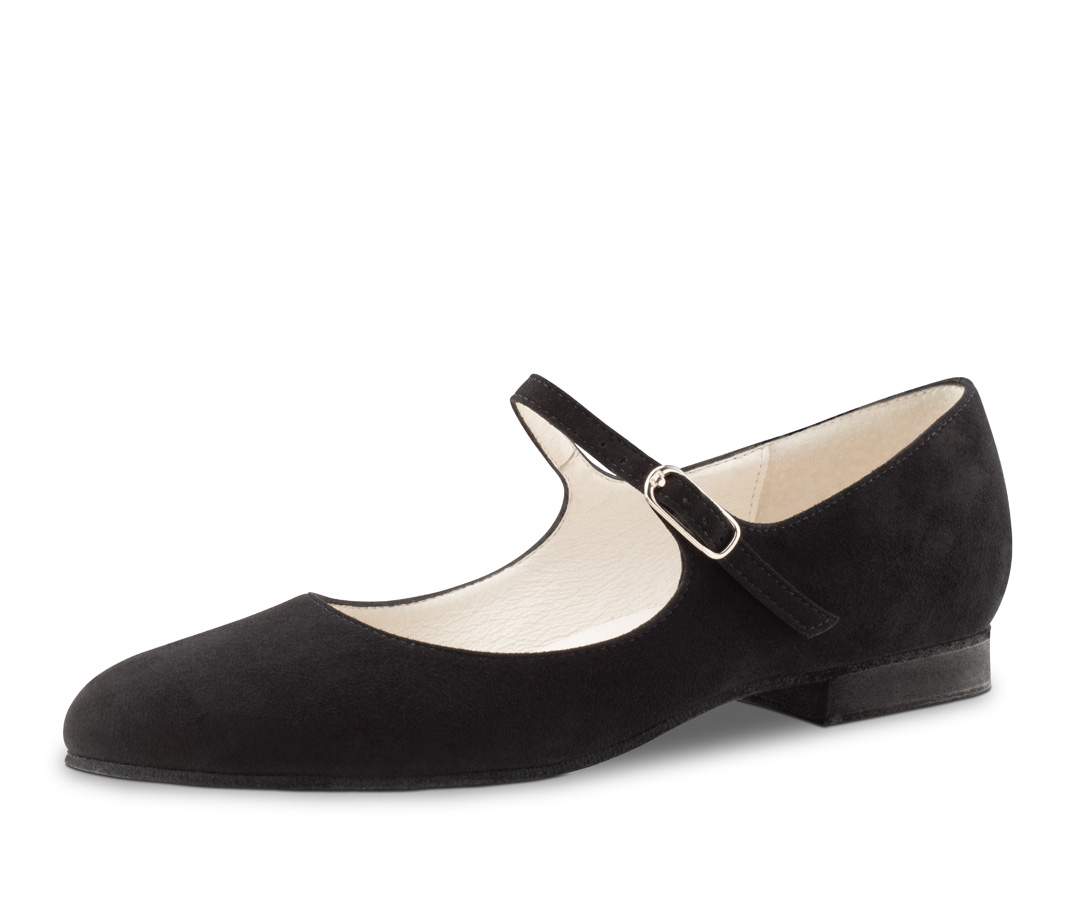 black women's dance shoe with instep strap from Werner Kern