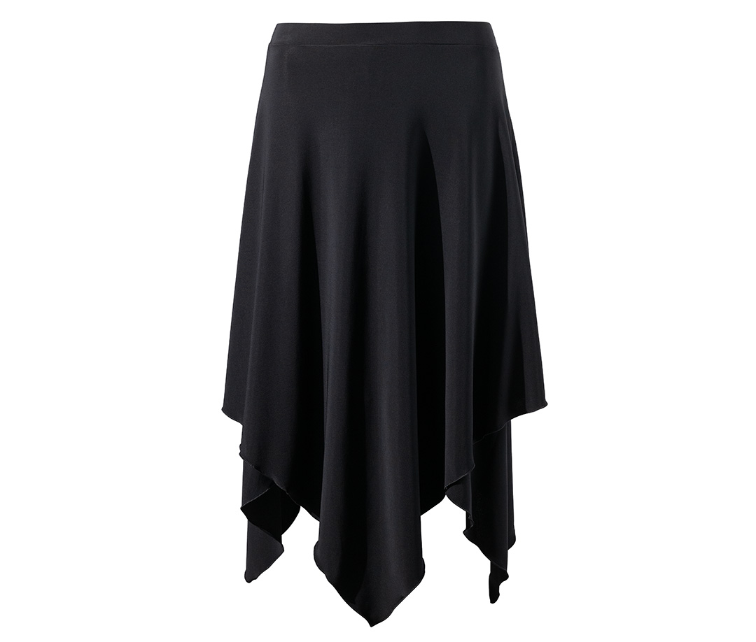 Orla midi-length layered skirt in black with pointed hem for dancing by Werner Kern