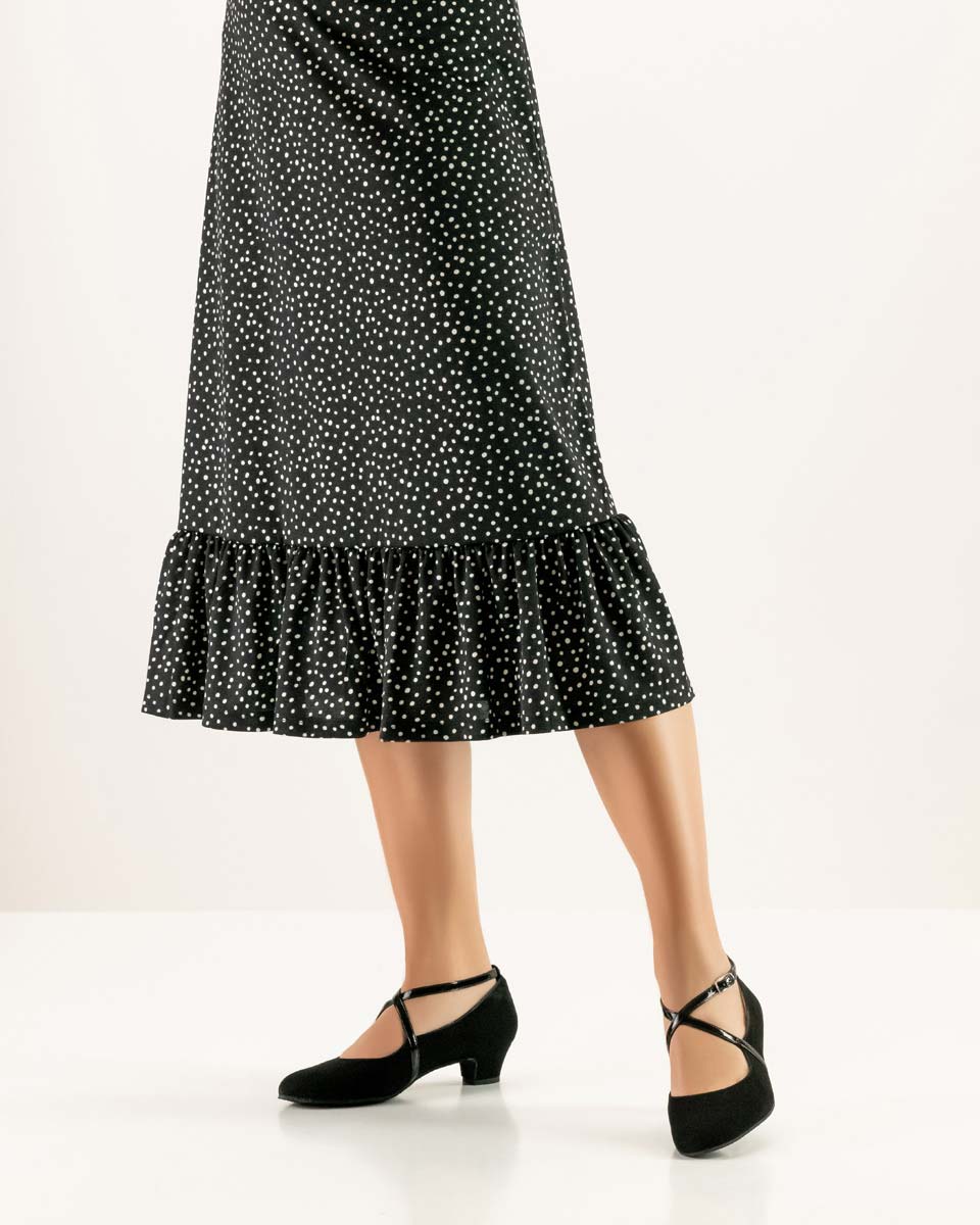 Marina Werner Kern Ladies' Dance Shoe on Foot and with Dotted Dress