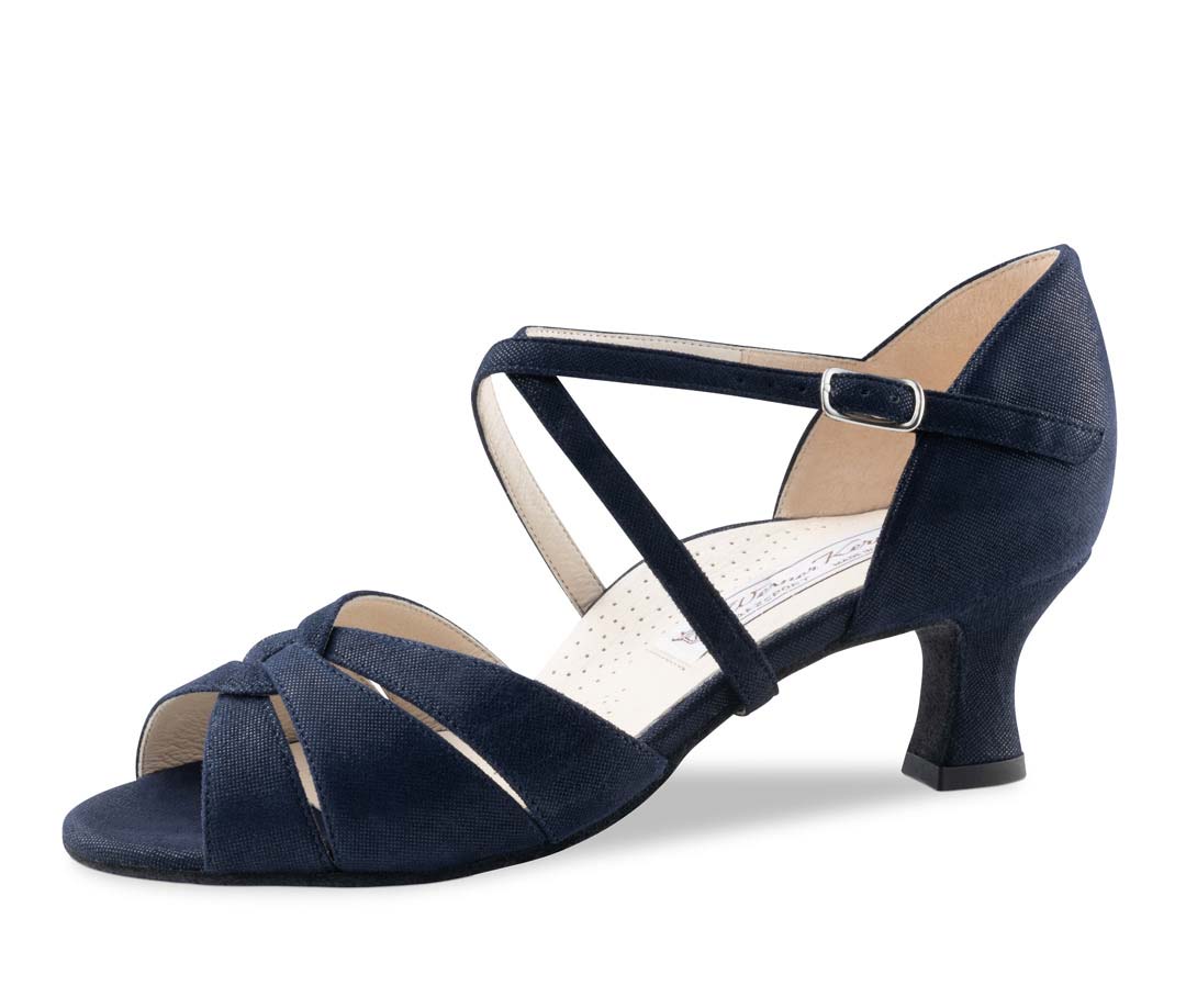 Ebony 5 cm high Werner Kern damsel dance shoe in blue velvet goat