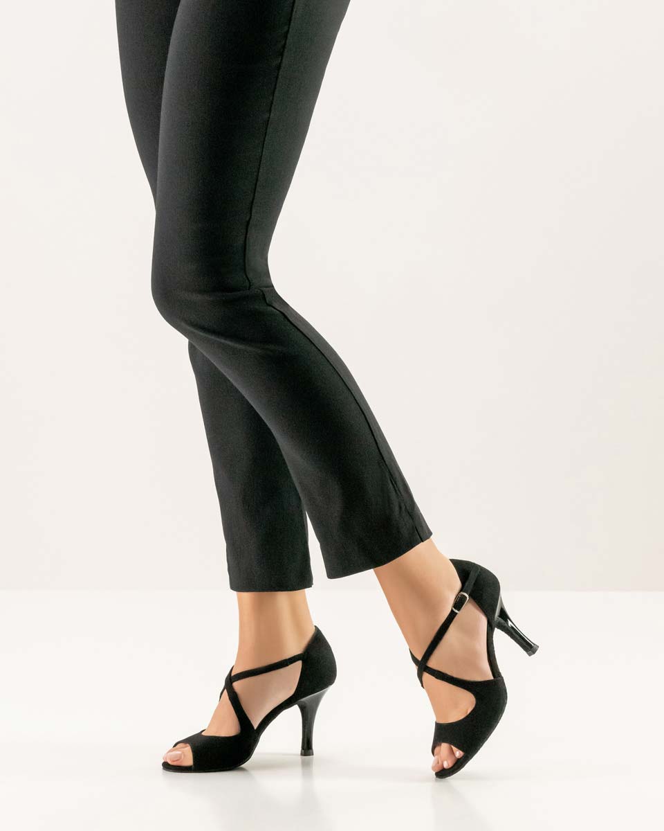 Martha Nueva Epoca Open Salsa Women's Dance Shoe in Combination with Black Trousers