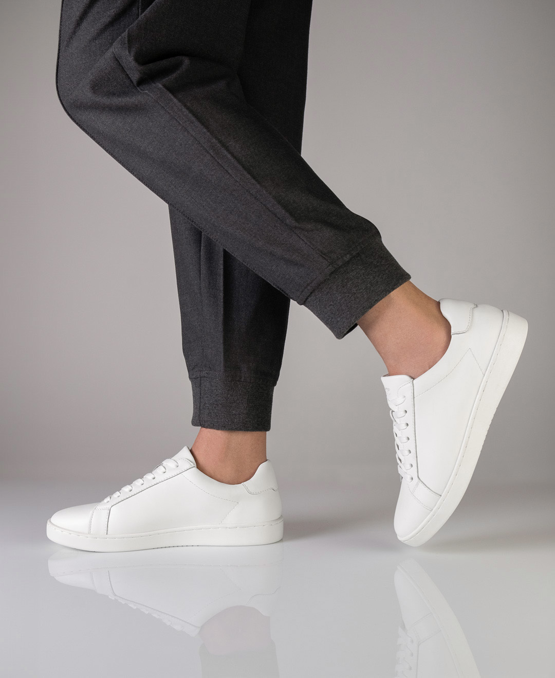 White dance sneaker for men by Suny with full-length PU sole