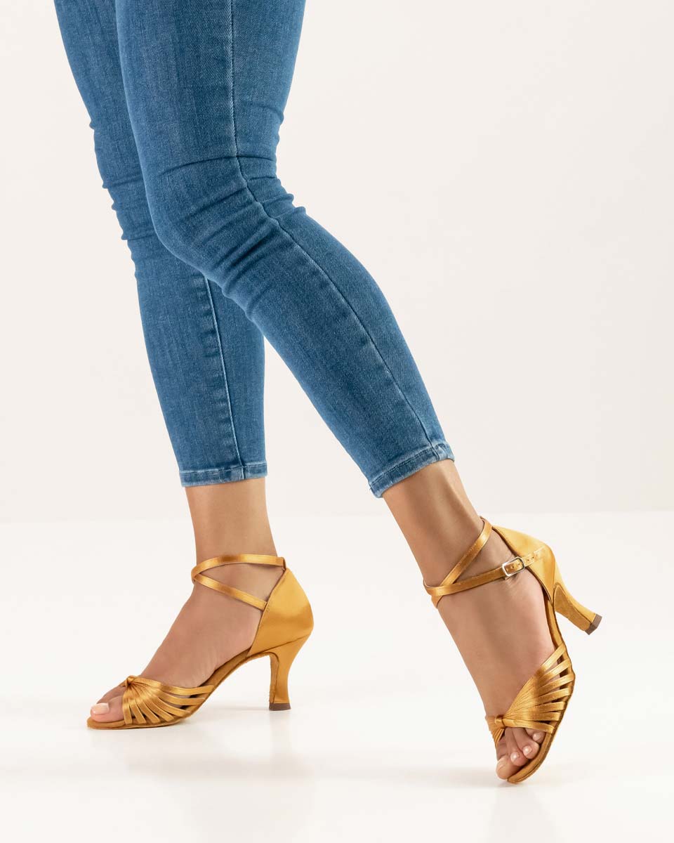 526 Anna Kern Latin Ladies Dance Shoe with ankle strap and blue Jenas