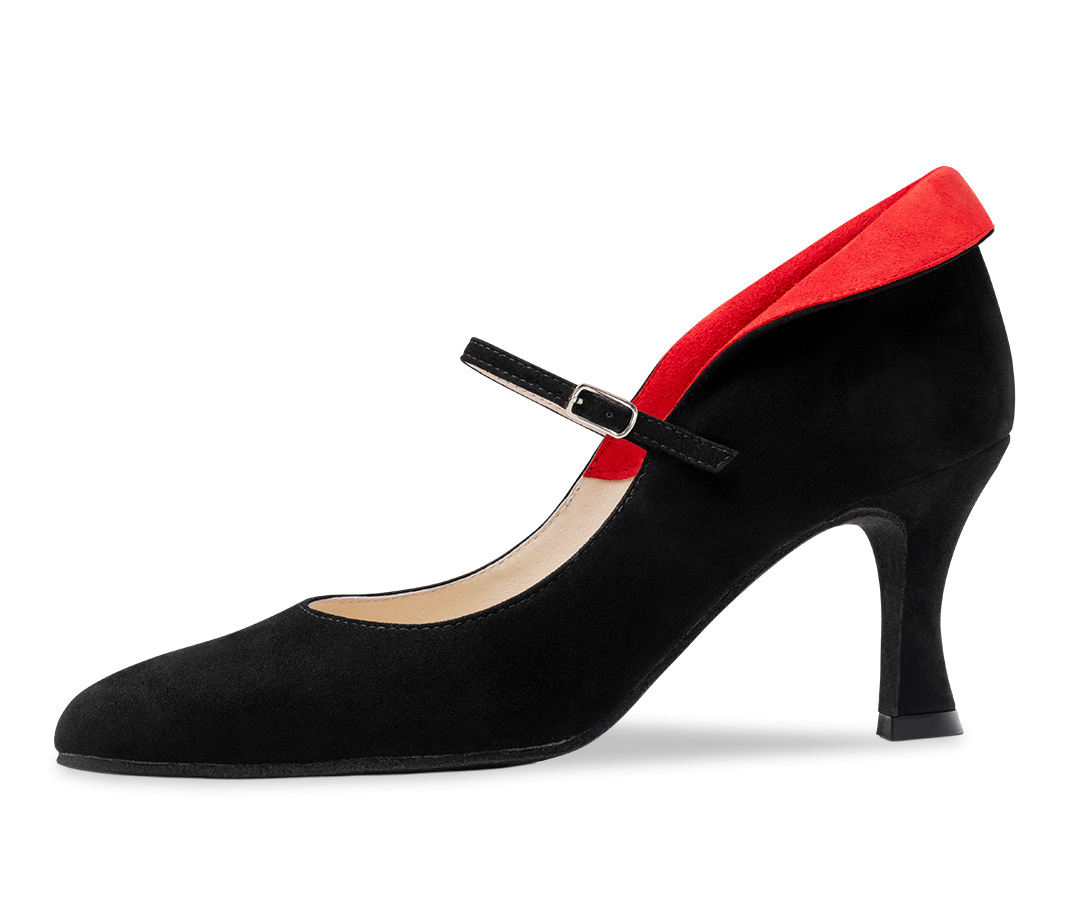 Black and red dance shoe with collar and 6.5 cm heel by Werner Kern