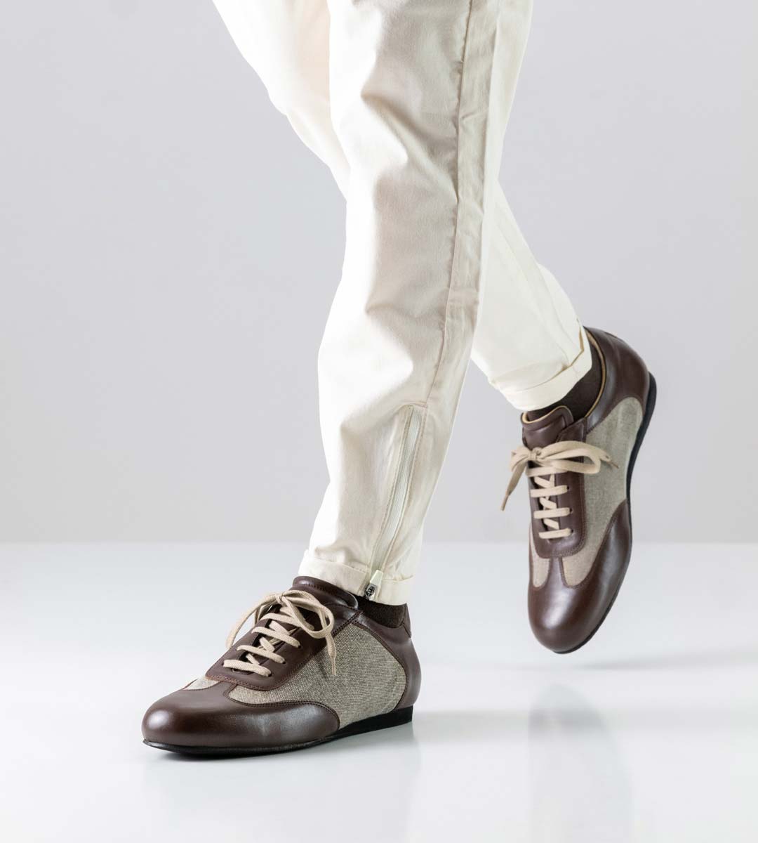 Positano Werner Kern men's dance shoe in leather and canvas in brown
