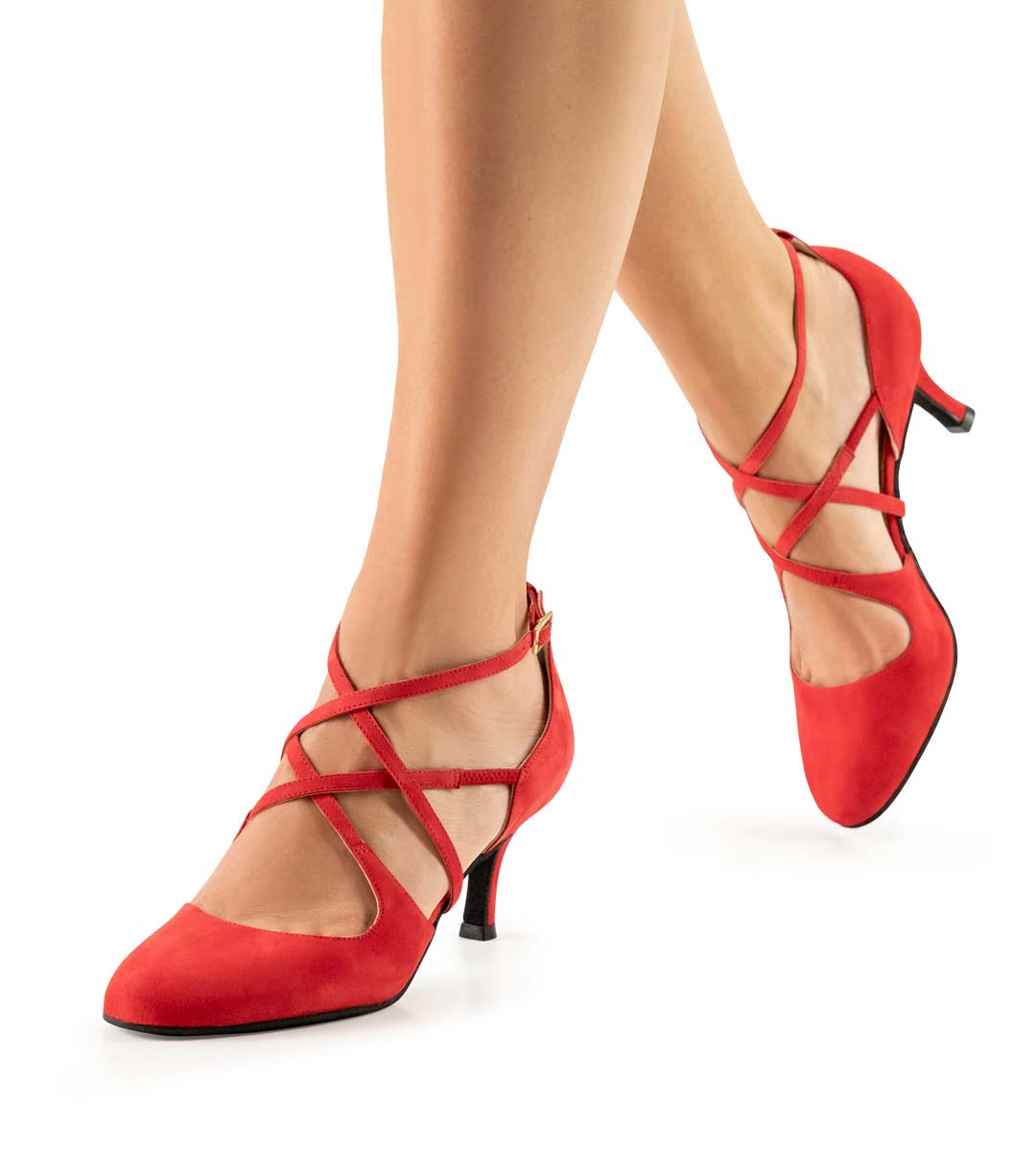Marissa red ladies dance shoe in velvet goat red for Tango by Nueva Epoca