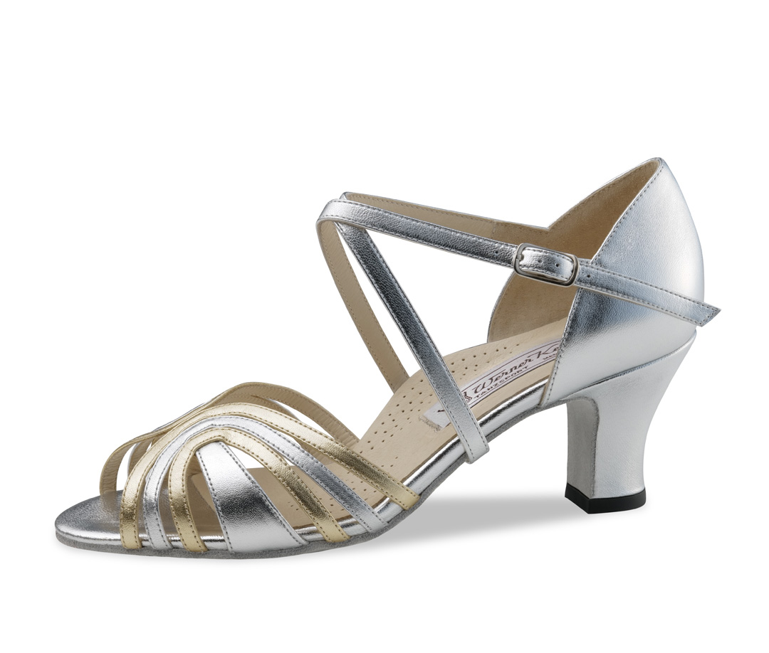 Kim Dance shoe sandal Kim in silver leather with 6 cm heel and comfort fit by Werner Kern.