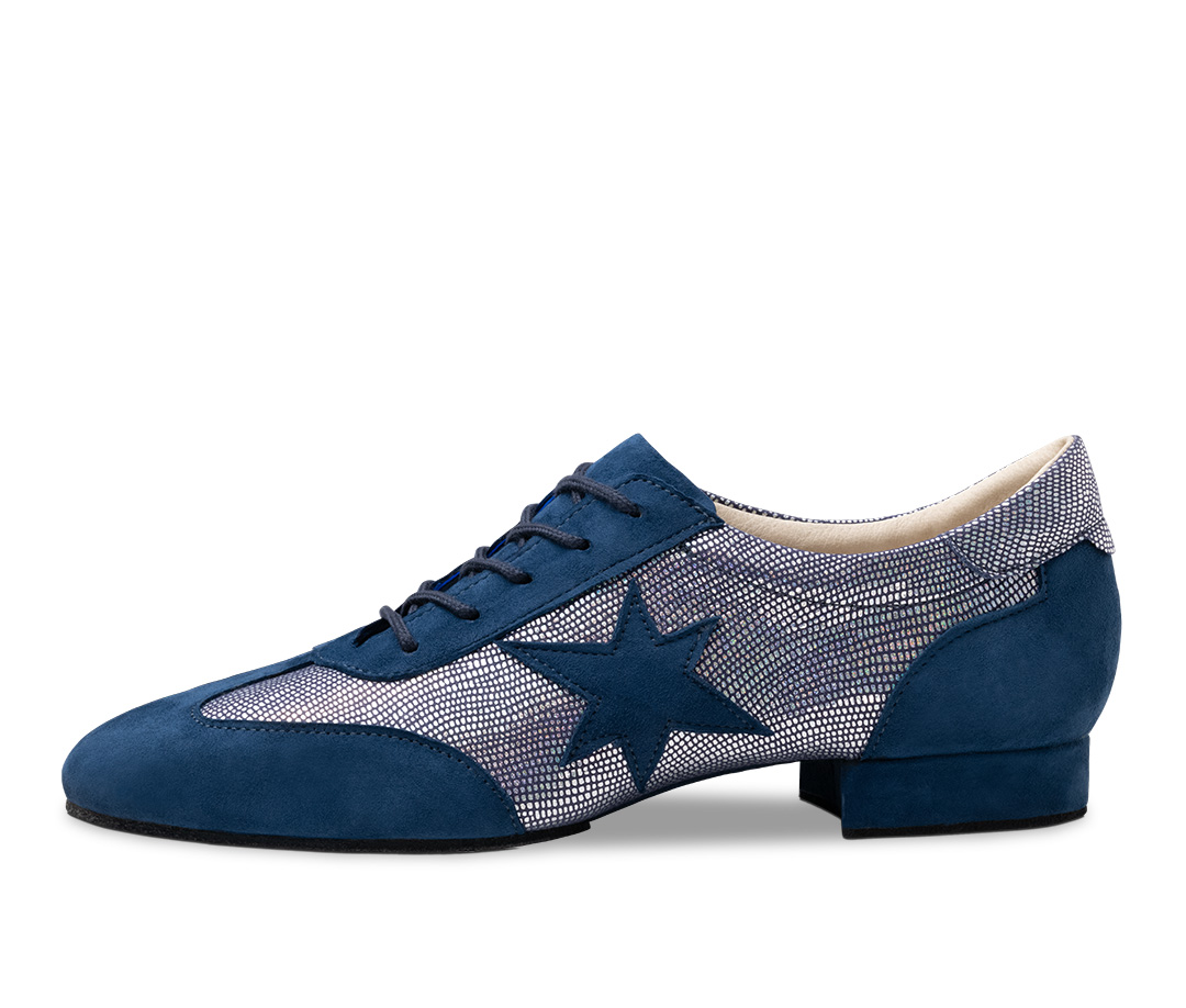 Ariana - COMING SOON Closed training dance shoe with laces by Werner Kern with split sole in blue and silverBlack training shoe with split sole by Werner Kern