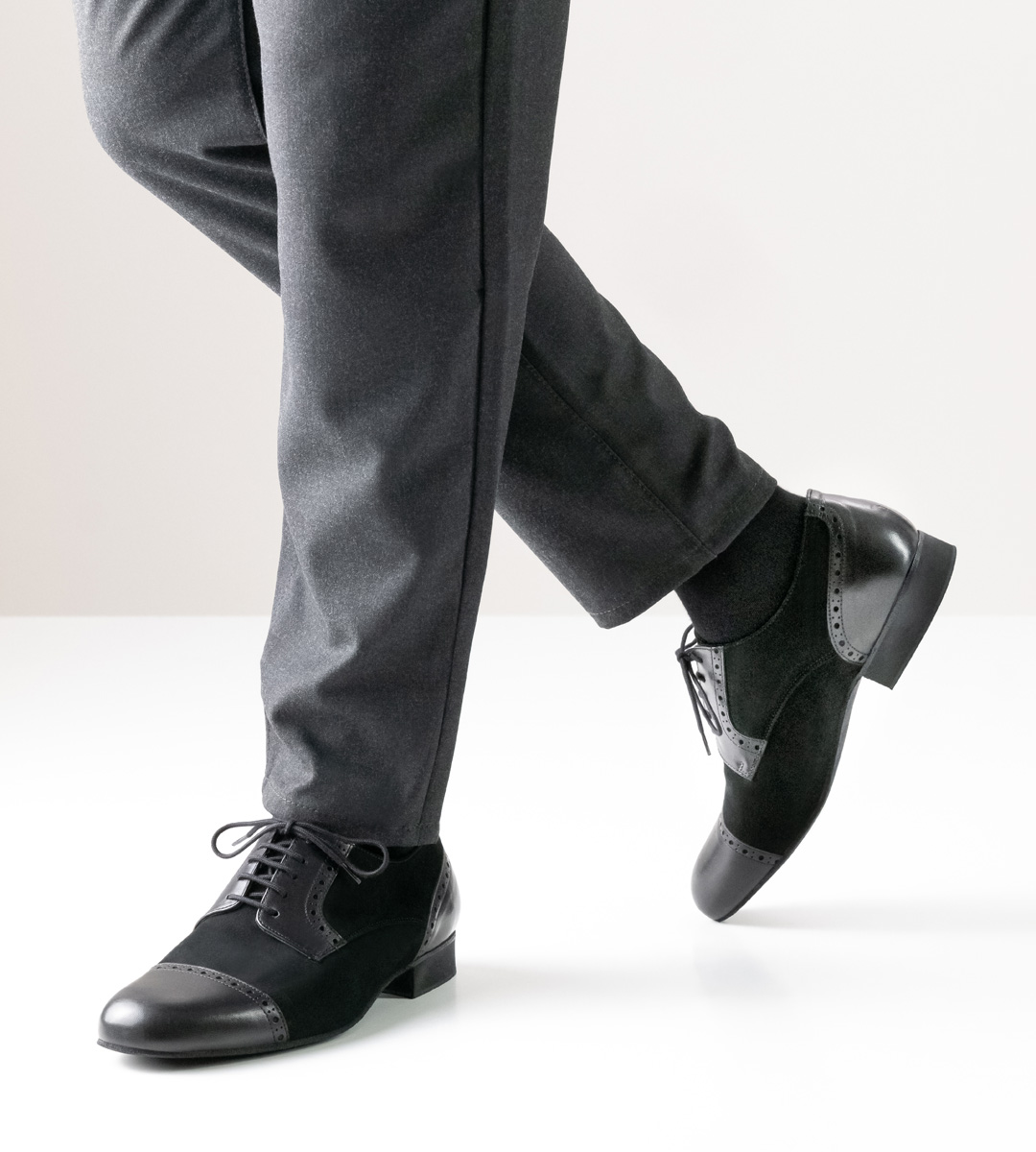 black men's dance shoe in nappa and velour by Werner Kern