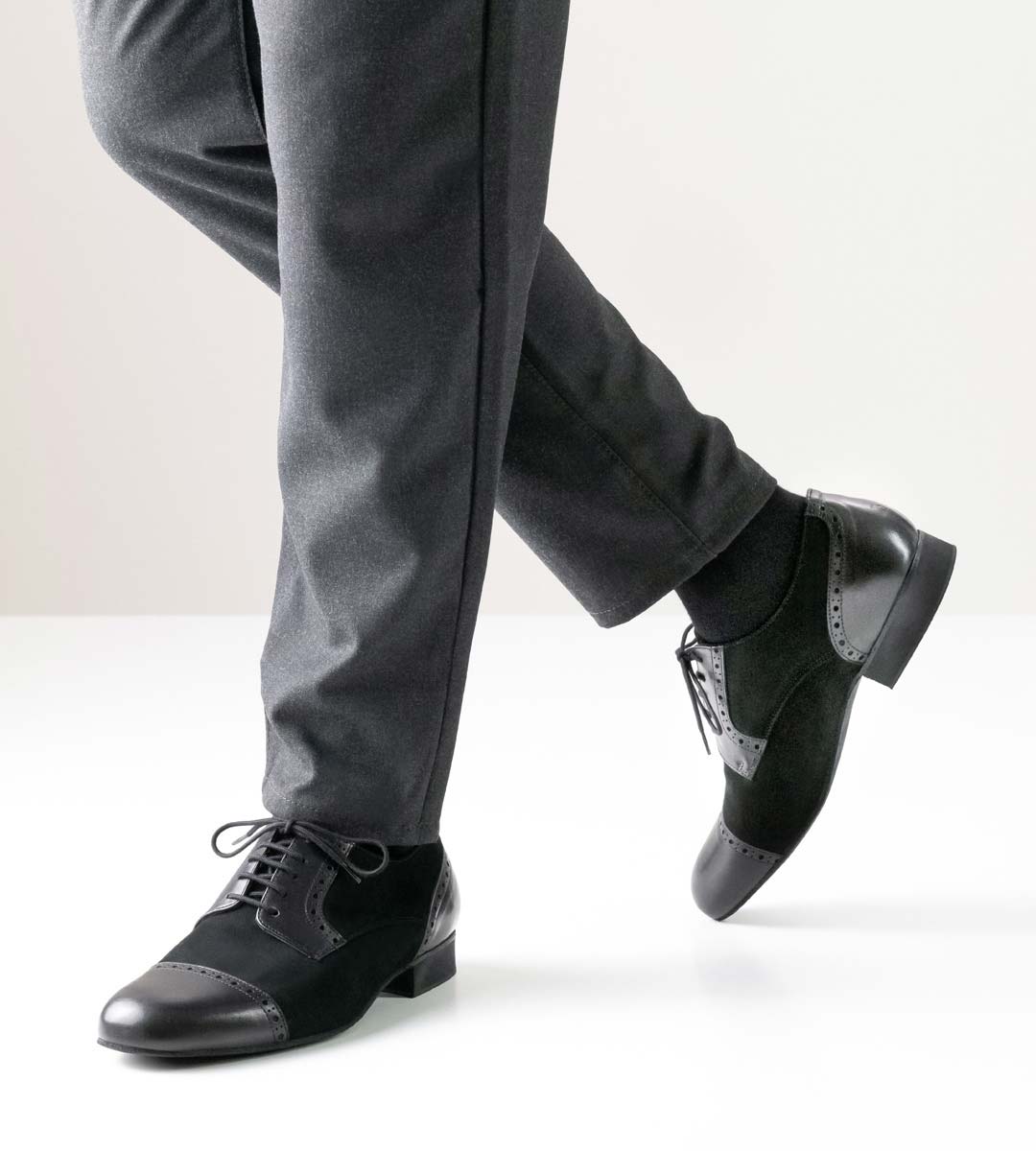 Bergamo black men's dance shoe in nappa and velour by Werner Kern
