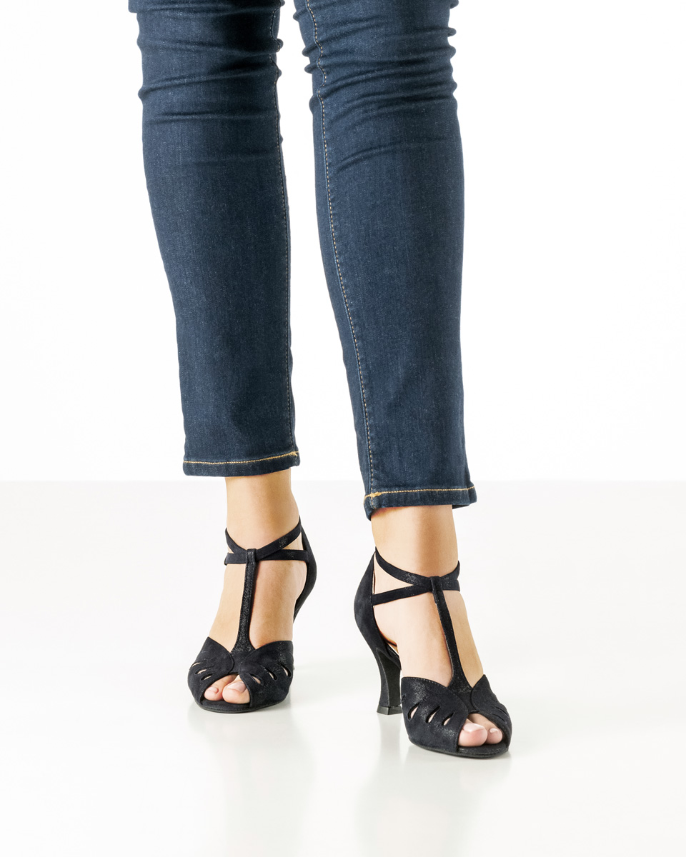 Lindsay Women's dance shoe Lindsay - Werner Kern in blue Glanzvelour with stylish cut outs, small toe opening, and fantastically comfortable heel height of 6.5 cm