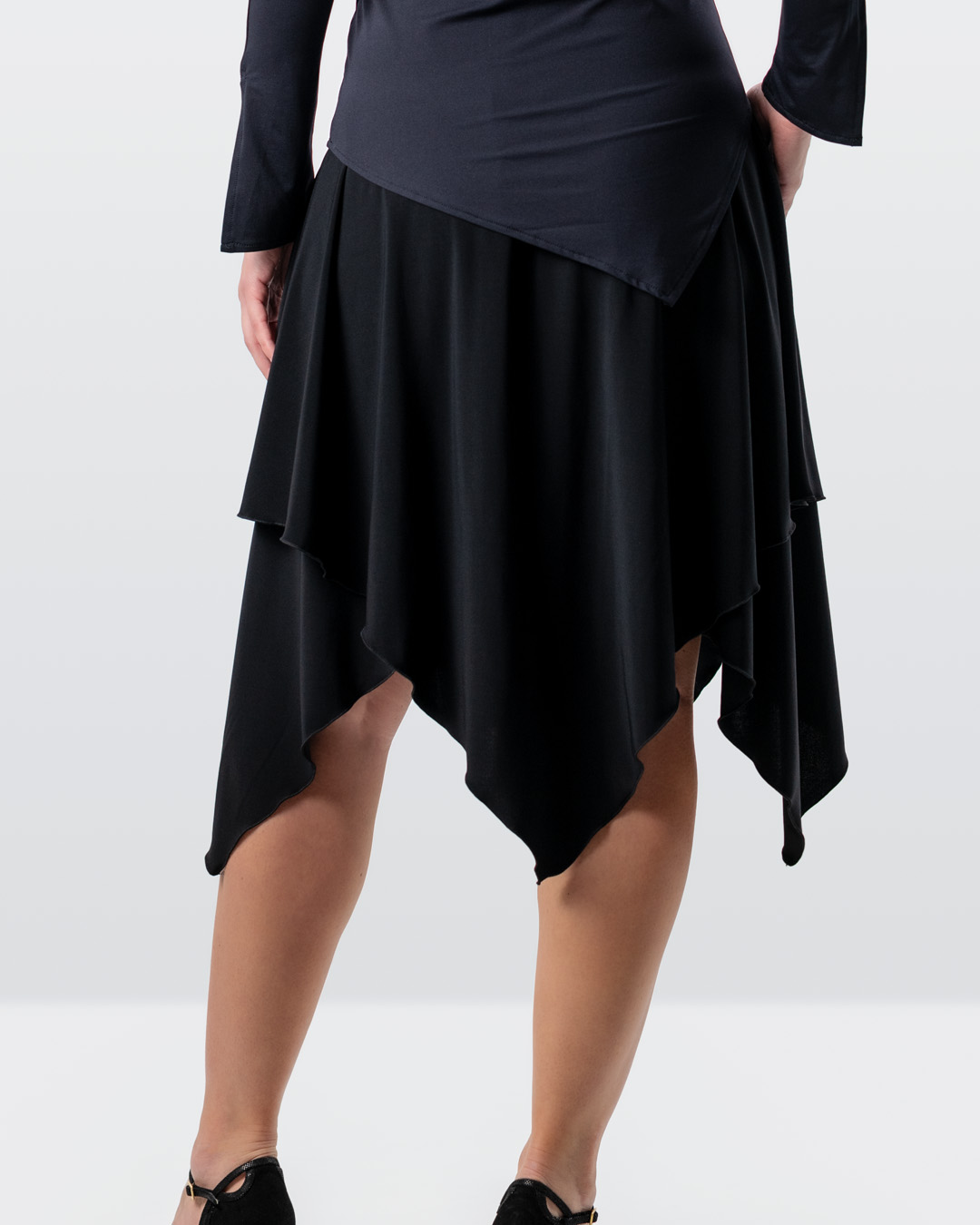 Dance skirt Orla Orla midi-length layered skirt in black with pointed hem for dancing by Werner Kern
