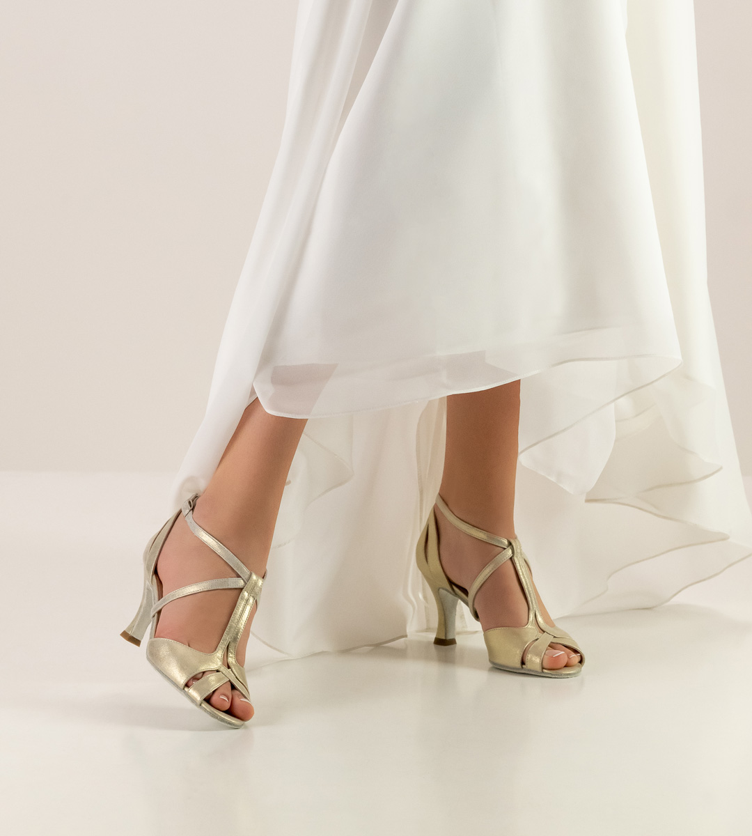 Narrow Werner Kern Wedding Shoe with White Wedding Dress