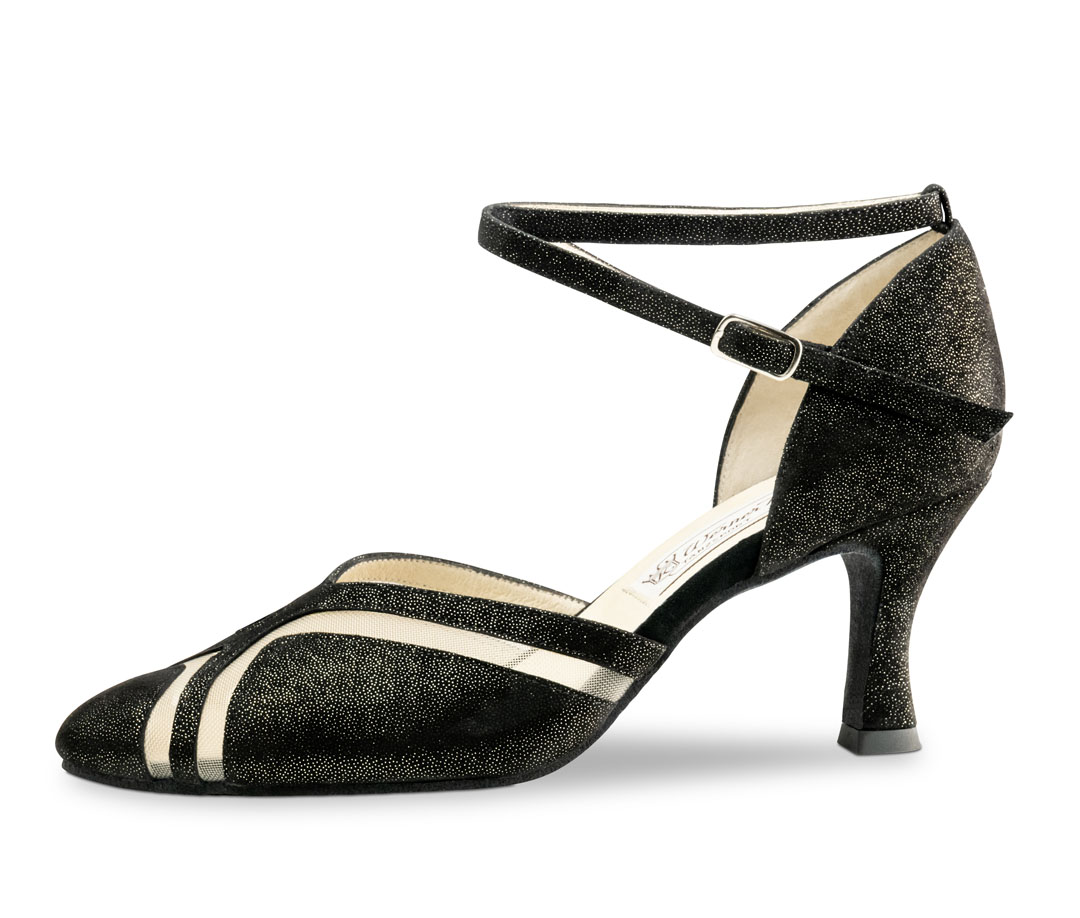 Ophelia Dance shoes by Werner Kern, made from black, glossy leather with a 6.5 cm flared heel