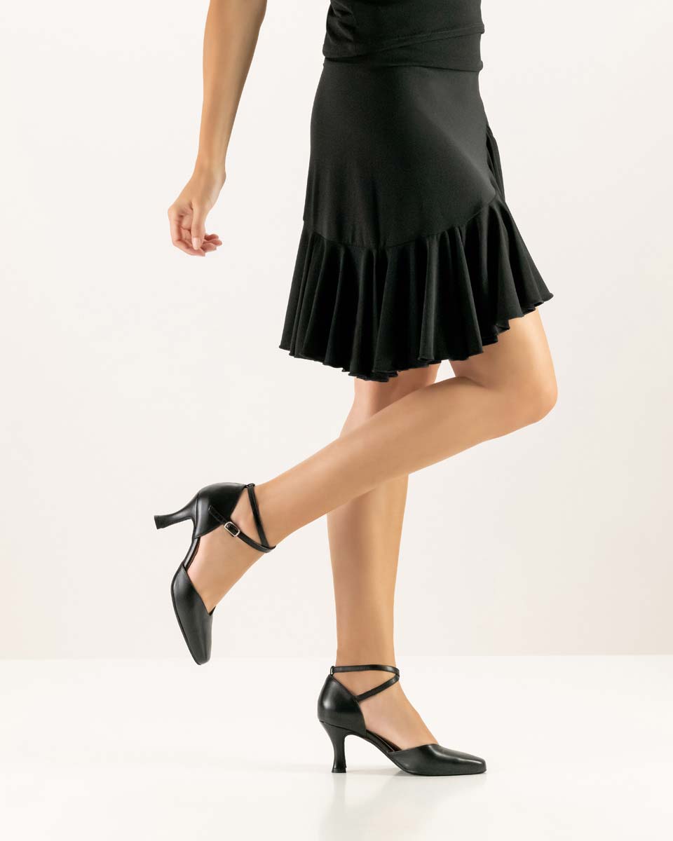 Betty Black Werner Kern women's leather dance shoe in combination with black dress