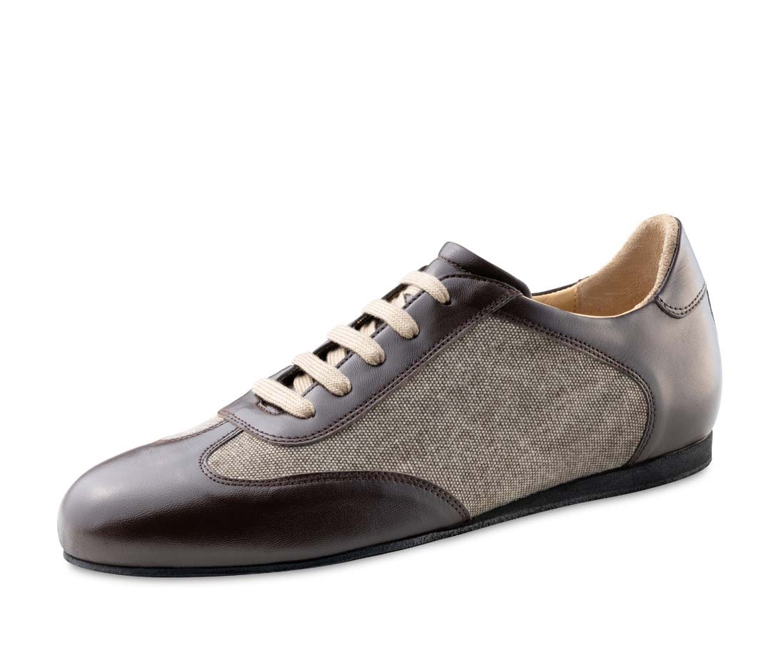 Positano Werner Kern men's dance shoe in leather and canvas in brown