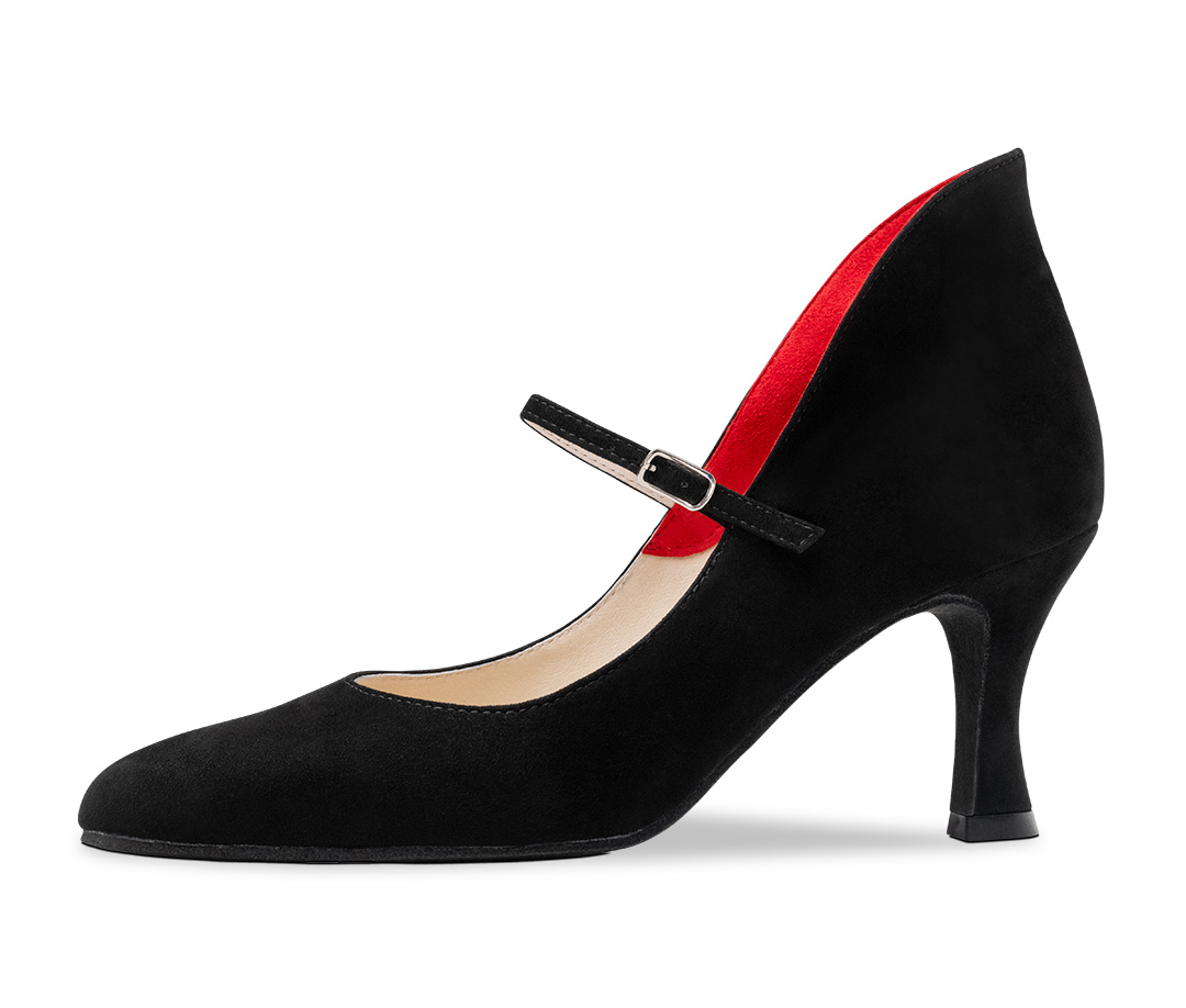 Morgana Dance shoe made of black suede leather with red lining by Werner Kern