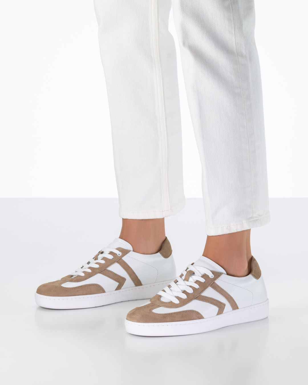 Lacey White and beige leather dance trainers by Werner Kern, for indoor and outdoor use