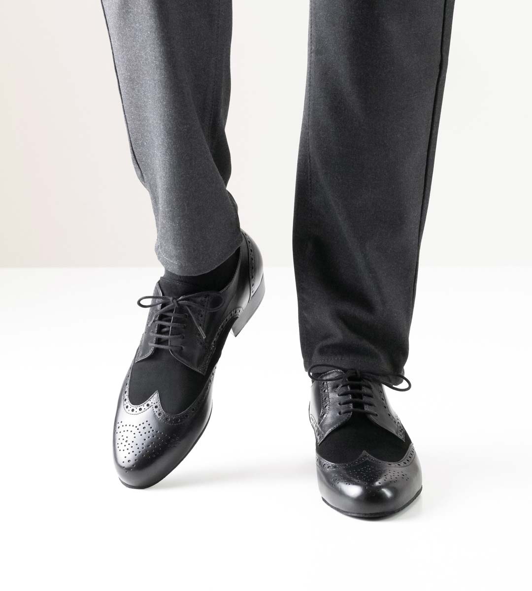 Udine 3 cm high Werner Kern Tango men's dance shoe in combination with trousers in grey