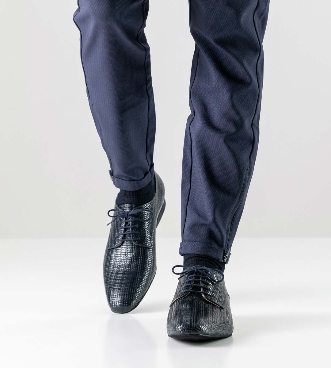 Ravenna Men's dance shoe with micro heel by Werner Kern in combination with blue trousers