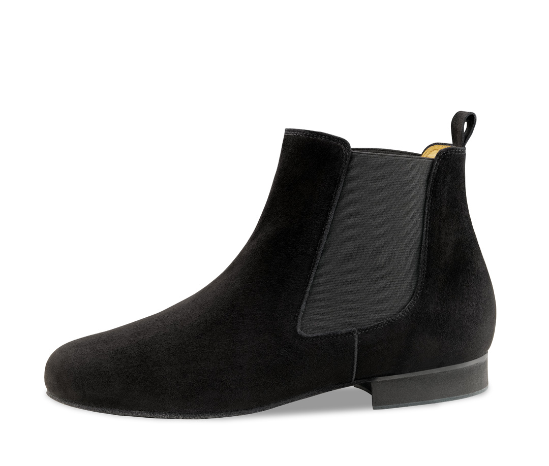 Olbia Olbia by Werner Kern is a black suede Chelsea boot dance shoe with a removable footbed.