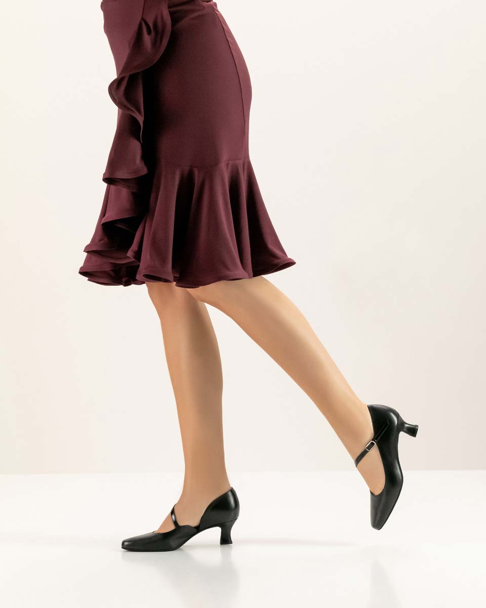 Rita black Werner Kern ladies' dance shoe in combination with red skirt