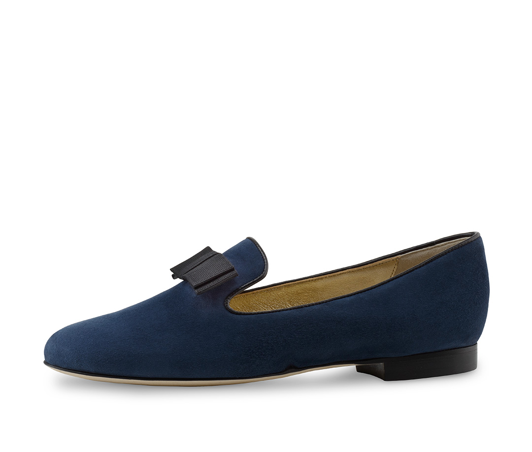 Loafer Ive - Ballerinas by Werner Kern Werner Kern dark blue loafer in suede with black bow